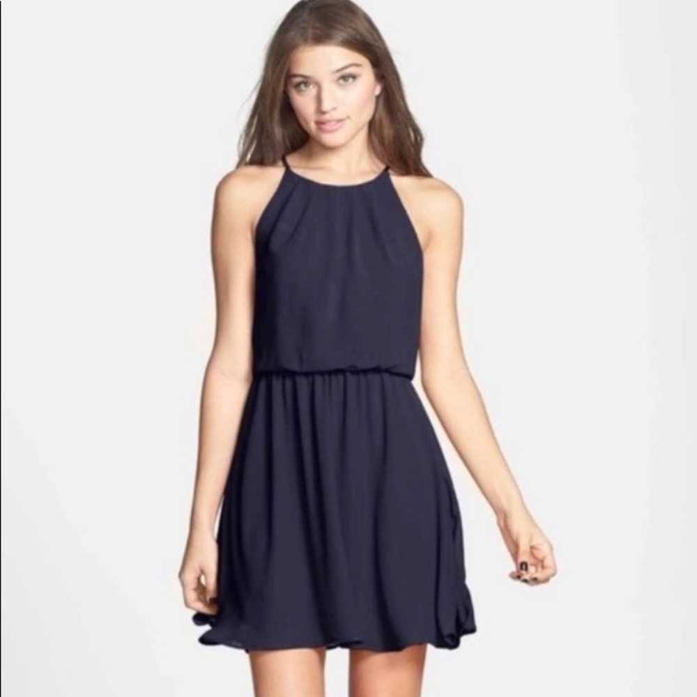 Lulus navy chiffon dress 🌟